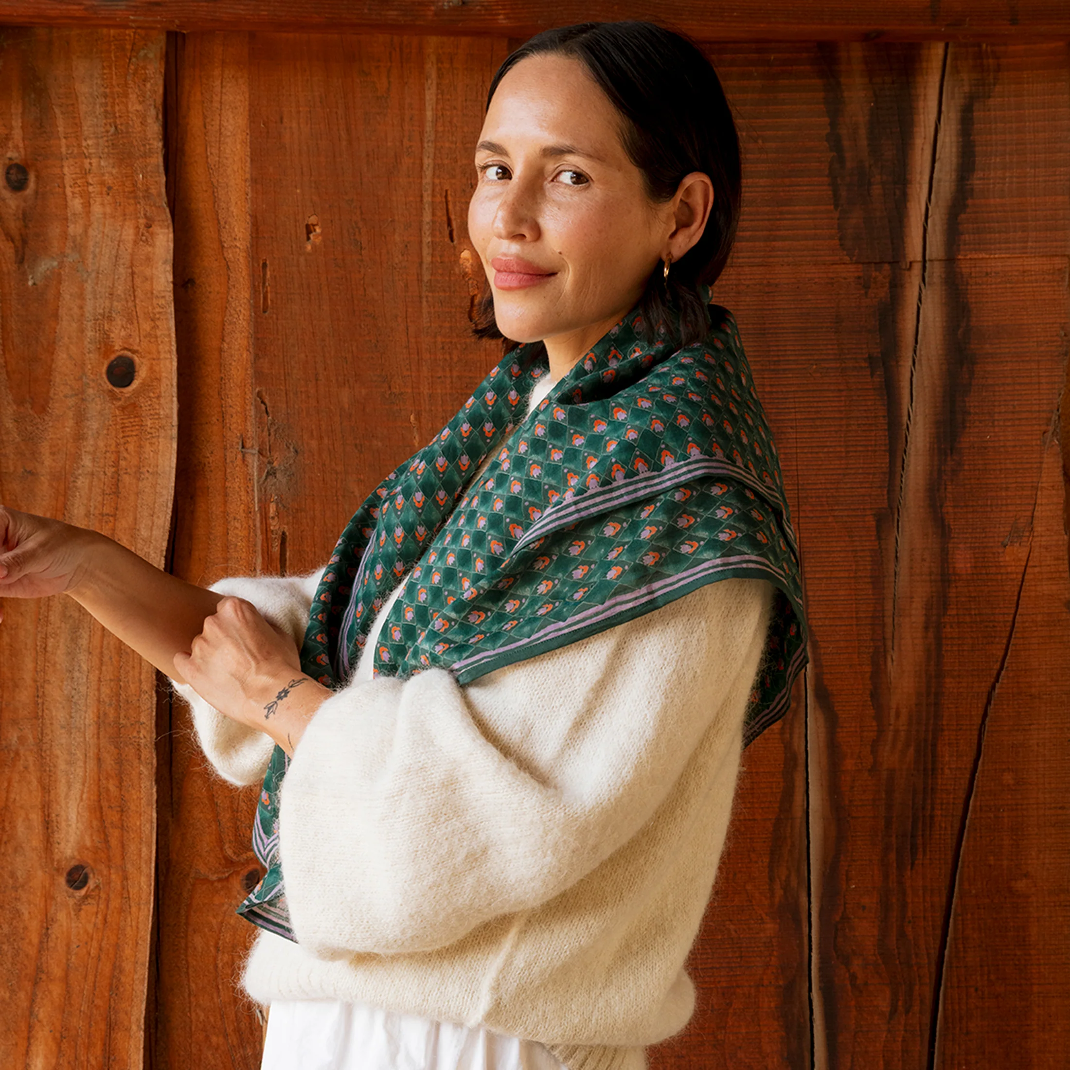 Juniper Tulips Square Scarf - Image 4