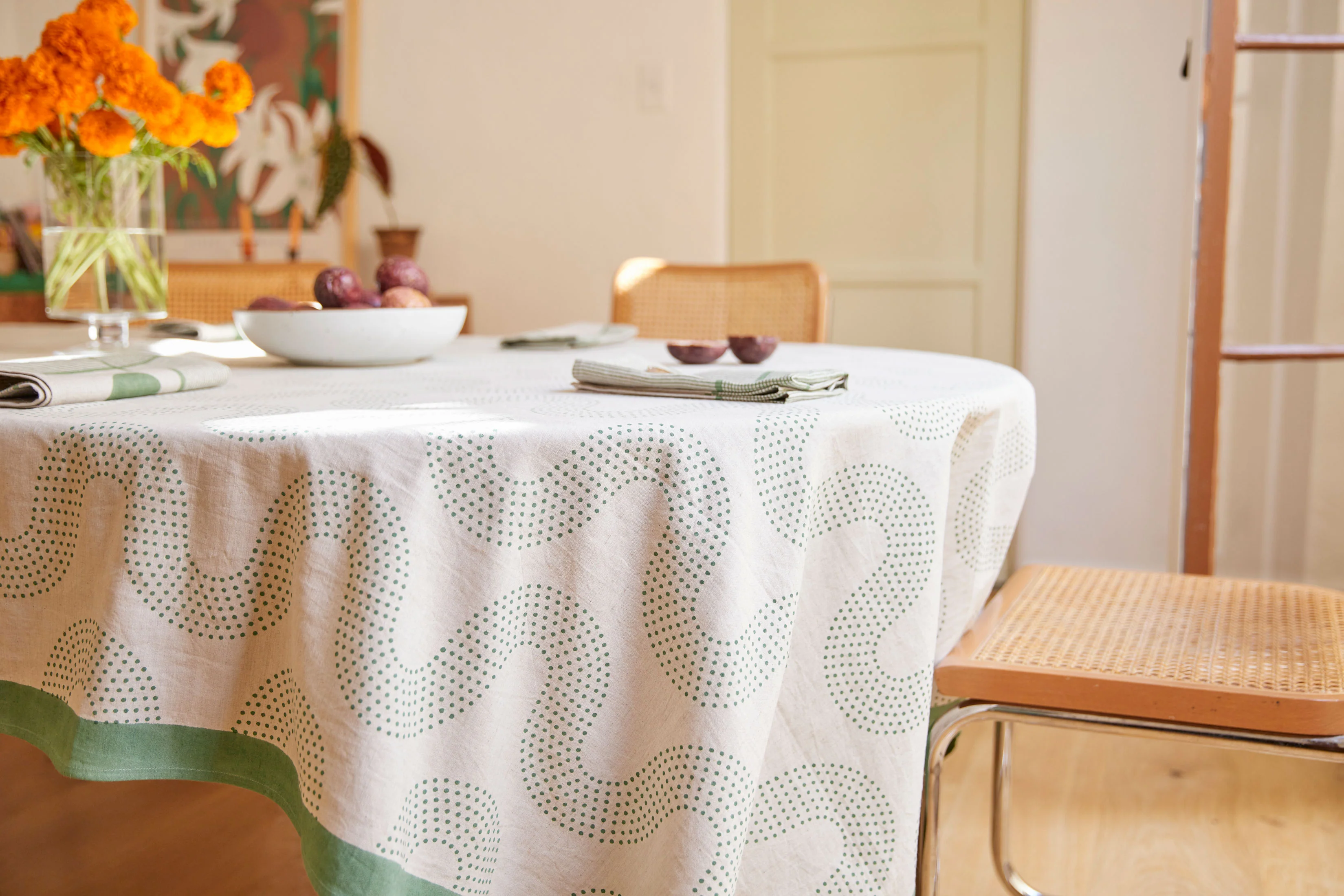 Squiggle Dot Tablecloth | Basil - Image 6
